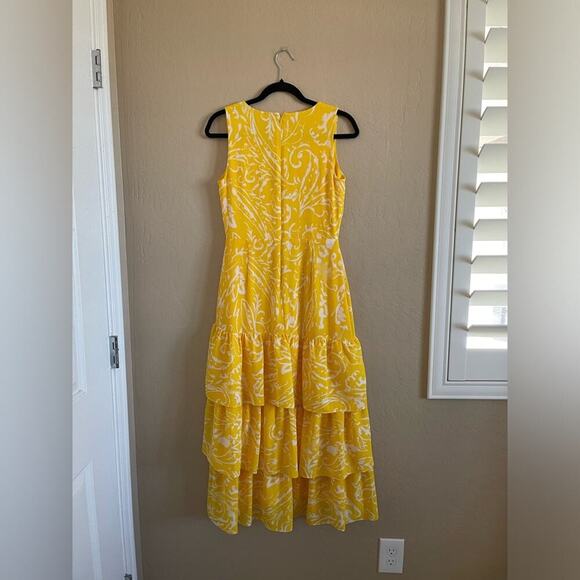Ralph Lauren Lemon Yellow Tiered Wrap Midi Dress - Picture 4 of 6